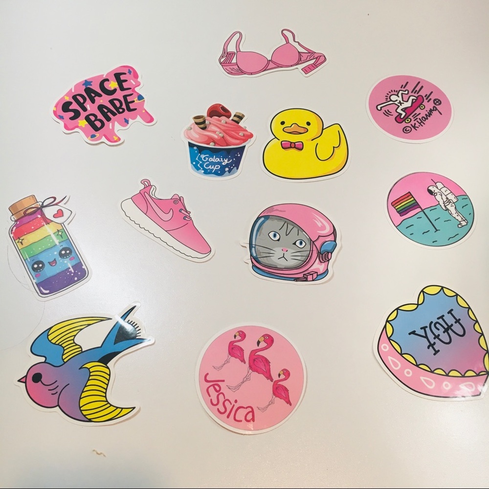 12 Pack Waterproof VSCO Aesthetic Pink💖🌈Stickers